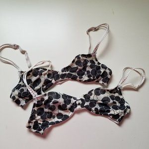 BUNDLE OF TWO: Black and Cream Patterned Mesh Bras